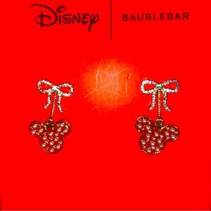 BNIB Disney x Baublebar Mickey Mouse Ears Christmas Bow Ornaments Earrings